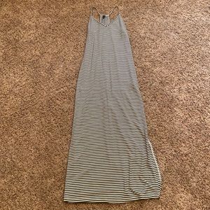 Green and white stripe maxi dress